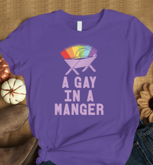 Gay in a Manger Christmas jumper shirt Unisex T-Shirt - Image 5