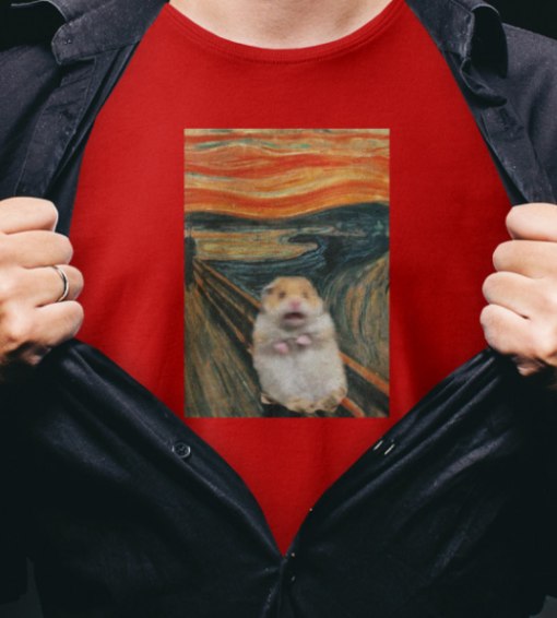 Scared Hamster Meme funny Shirt Unisex T-Shirt - Image 4