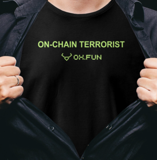 On-Chain Terrorist OX.Fun shirt T-Shirt - Image 4