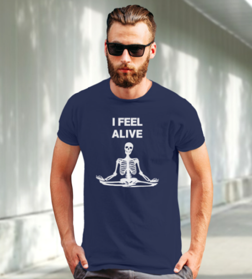 I Feel Alive Skeleton Yoga shirt T-Shirt - Image 2