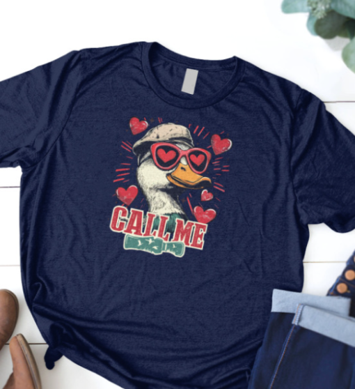 Call Me Valentine Mallard Duck Shirt Unisex T-Shirt - Image 4