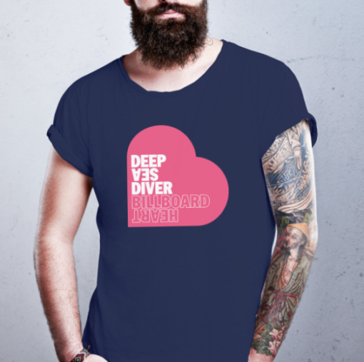 Deep Sea Diver Pink Billboard Heart Shirt T-Shirt