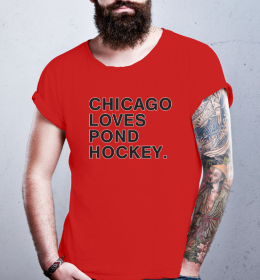 chicago loves pond hockey shirt Classic T-Shirt - Image 3